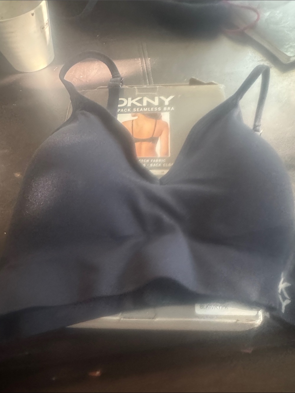 DKNY Seamless Bralette 2-Pack — Black & Cream size M - Picture 3 of 5